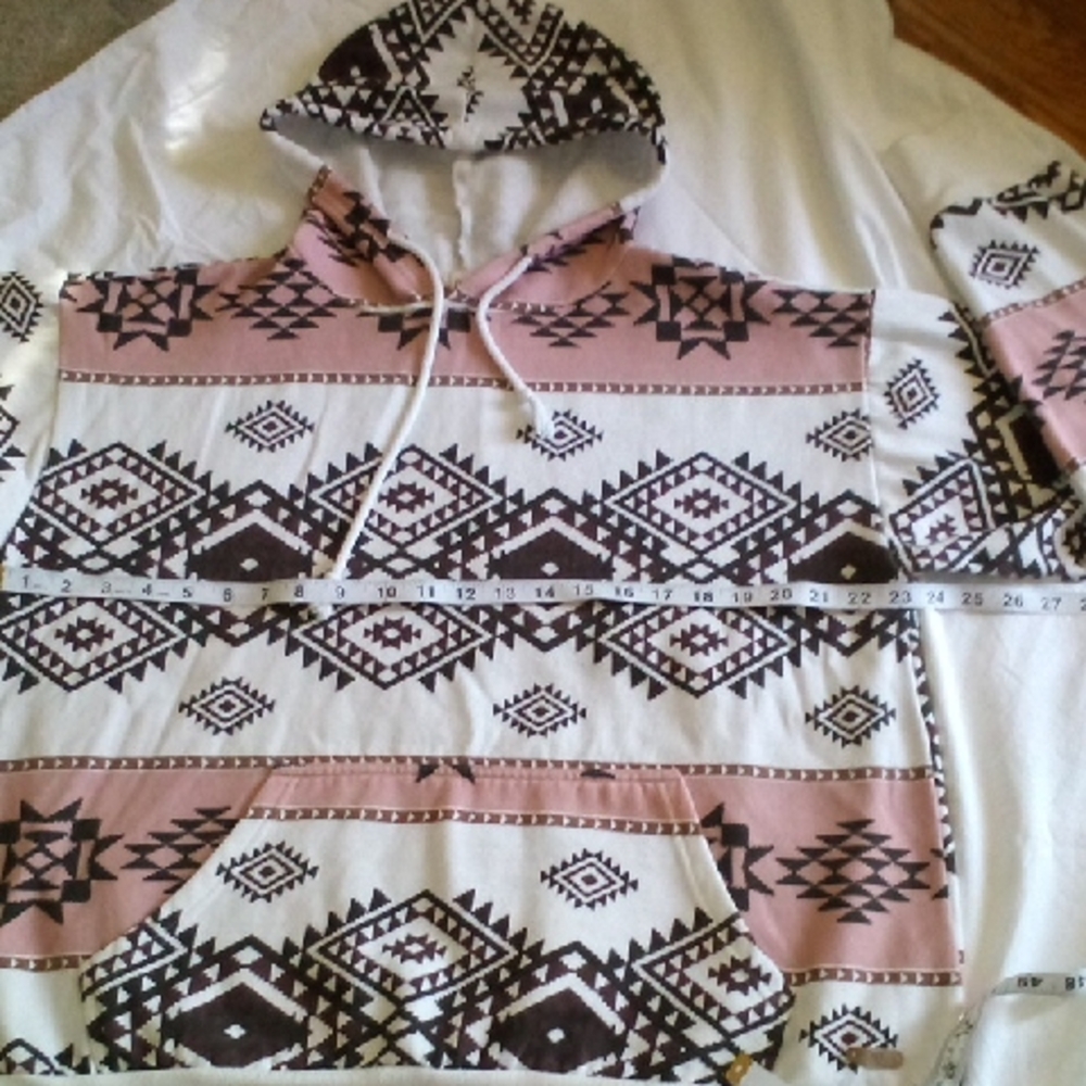 BKE Geometric Pattern Hoodie - Brown and Cream